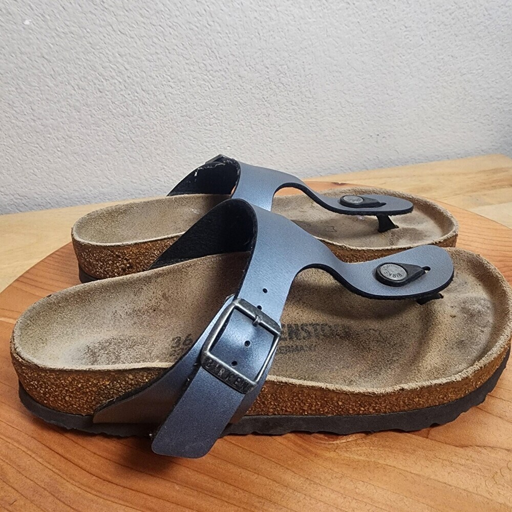 Birkenstock Gizeh Sandals Womens Size 5 EU36 Blue Gray Synthetic Thong